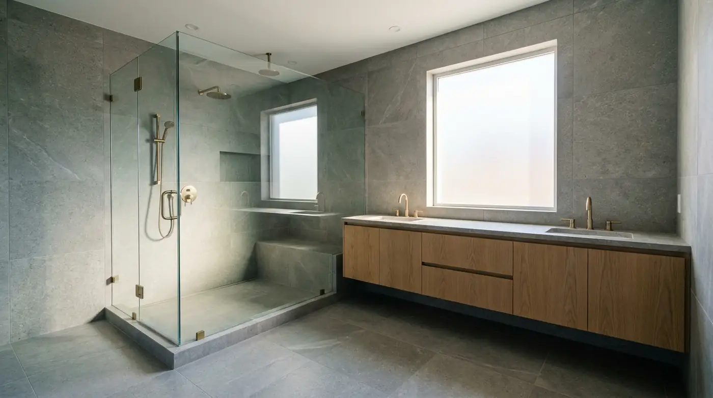 Finished modern bathroom remodel